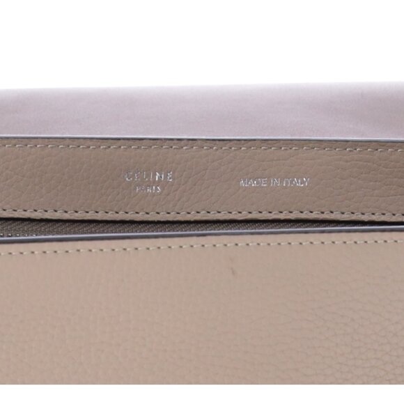 Celine Trapeze Convertible Satchel Crossbody Suede Leather Beige Silver Italy - Picture 10 of 13